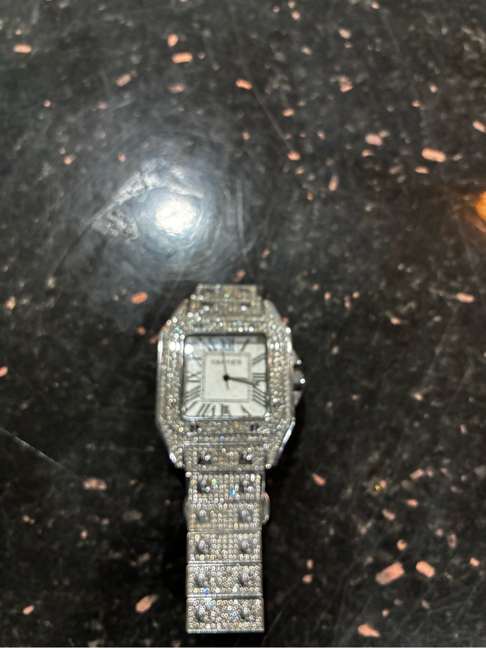Moissanite Silver Crystal Pavé Square Watch